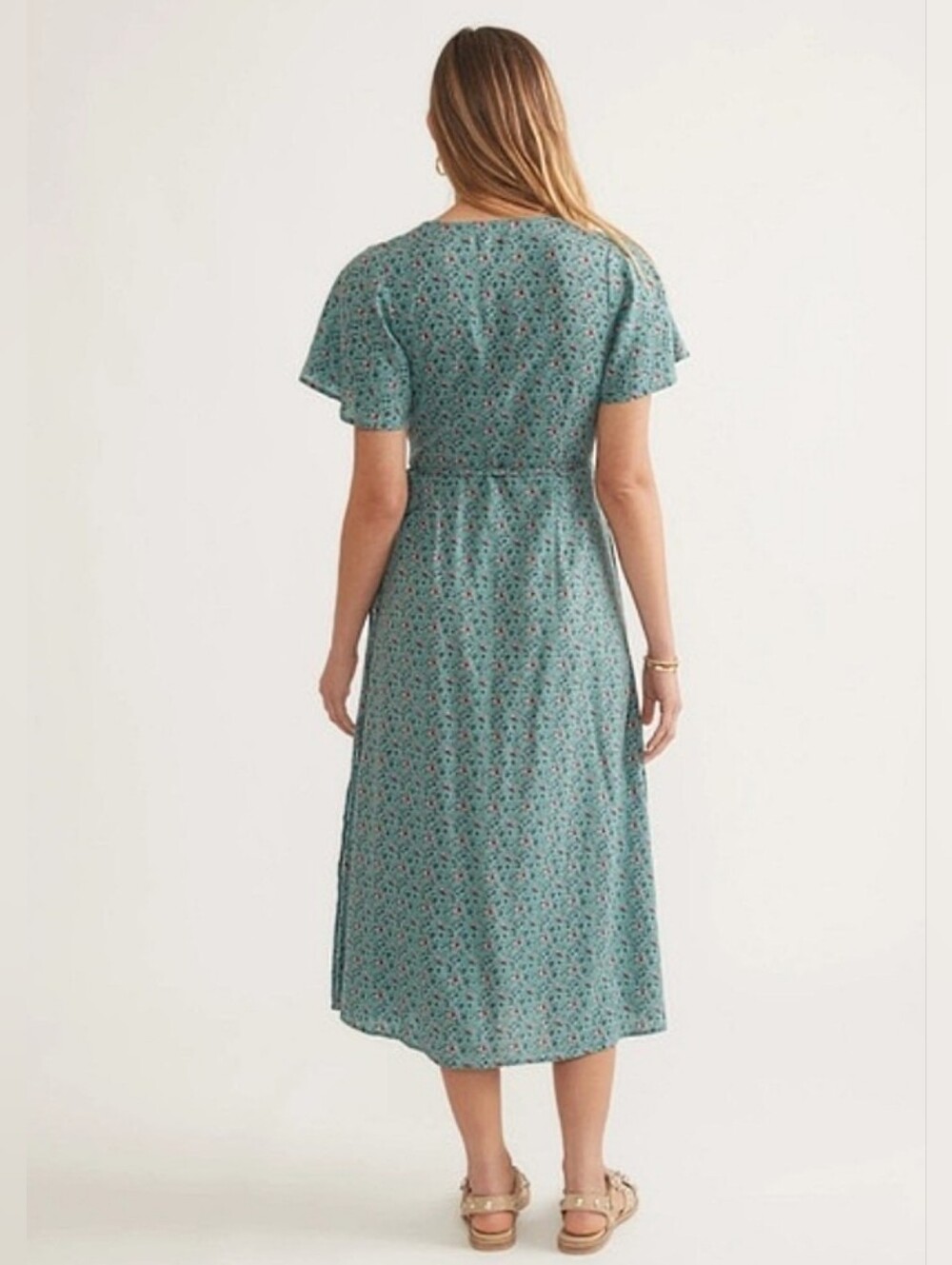 Marine Layer Emlyn Midi Wrap Deep Sea Floral Dress XL - Picture 2 of 4